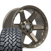 22" 4PLAY Wheels fit GM-Ford-Lincoln-Nissan-Toyota - 4P63 Satin Bronze 22x10, TBB Tires Set