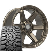 22" 4PLAY Wheels fit GM-Ford-Lincoln-Nissan-Toyota - 4P63 Satin Bronze 22x10, TBB Tires Set
