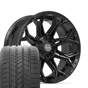 Set(4) 20x9 4P83 Gloss Black - 6x135 &amp; 6x139.7 +0ET with 275/55r20 Goodyear Eagle LS2 Tires