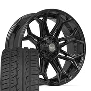 Set(4) 22x9 4P83 Gloss Black - 6x135 &amp; 6x139.7 +12ET with 285/45r22 Ironman iMove GEN 2 SUV Tires