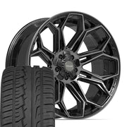 Set(4) 22x10 4P83 Gloss Black Brushed with Tinted Clear - 5x127 &amp; 5x139.7 -18ET with 285/45r22 Ironman iMove GEN 2 SUV Tires