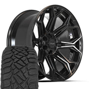 Set(4) 22x10 4P83 Gloss Black - 6x135 &amp; 6x139.7 -18ET with 285/45r22 Sailun TerraMax RT Tires