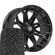 Set(4) 22x10 4P83 Gloss Black - 6x135 &amp; 6x139.7 -18ET with 285/45r22 Sailun TerraMax RT Tires