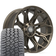 Set(4) 22x10 4P83 Satin Bronze - 6x135 &amp; 6x139.7 -18ET with 285/45r22 Sailun TerraMax AT2 Tires