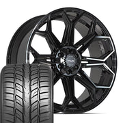 Set(4) 24x10 4P83 Gloss Black - 6x135 &amp; 6x139.7 +18ET with 295/35r24 Sailun Atrezzo SVR LX+ Tires