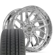 Set(4) 22x10 4PL28 Chrome - 6x135 &amp; 6x139.7 -18ET with 285/45r22 Bridgestone Dueler Alenza HL Tires