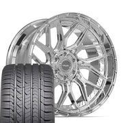 Set(4) 22x10 4PL28 Chrome - 6x135 &amp; 6x139.7 -18ET with 285/45r22 Goodyear Eagle Sport Tires