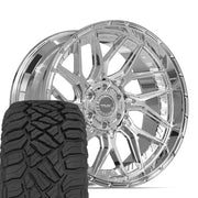 Set(4) 22x10 4PL28 Chrome - 6x135 &amp; 6x139.7 -18ET with 33x12.50r22 Sailun TerraMax RT Tires