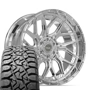 Set(4) 22x10 4PL28 Chrome - 6x135 &amp; 6x139.7 -18ET with 33x12.50r22 TBB TS-57 RT Tires