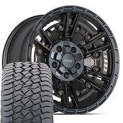 17" 4PLAY Wheels fit Ram-Dodge-Jeep-GM-Ford - 4PS01 Satin Black 17x9, Sailun Tires Set