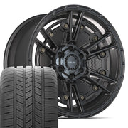 20" 4PLAY Wheels fit GM-Ford-Lincoln-Nissan-Toyota - 4PS01 Satin Black 20x9, Goodyear Tires Set