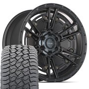 20" 4PLAY Wheels fit GM-Ford-Lincoln-Nissan-Toyota - 4PS01 Satin Black 20x9, Sailun Tires Set