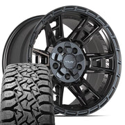 Set(4) 17x9 4PS20 Satin Black - 5x127 &amp; 5x139.7 -6ET with 33x12.50r17 TBB TS-57 RT Tires