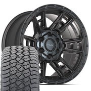 17" 4PLAY Wheels fit GM-Ford-Lincoln-Nissan-Toyota - 4PS20 Satin Black 17x9, Sailun Tires Set