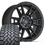 4PLAY 4PS20 20x9 5x127 + 5x139.7 Satin Black Wheels 275-55-20 TBB TS-37 AT Tires SET
