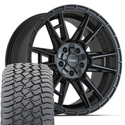 20" 4PLAY Wheels fit Ram-Dodge-Jeep-GM-Ford - 4PS20 Satin Black 20x9, Sailun Tires Set