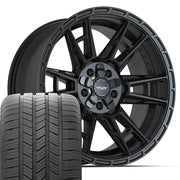 20" 4PLAY Wheels fit Ram-Dodge-Jeep-GM-Ford - 4PS20 Satin Black 20x9, Goodyear Tires Set