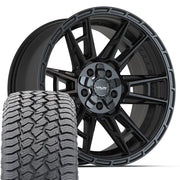 20" 4PLAY Wheels fit Ram-Dodge-Jeep-GM-Ford - 4PS20 Satin Black 20x9, Sailun Tires Set