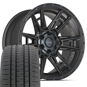 20" 4PLAY Wheels fit GM-Ford-Lincoln-Nissan-Toyota - 4PS20 Satin Black 20x9, Bridgestone Tires Set