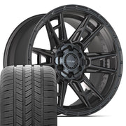 20" 4PLAY Wheels fit GM-Ford-Lincoln-Nissan-Toyota - 4PS20 Satin Black 20x9, Goodyear Tires Set