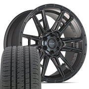 22" 4PLAY Wheels fit GM-Ford-Lincoln-Nissan-Toyota - 4PS20 Satin Black 22x10, Bridgestone Tires Set