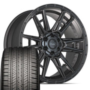 22" 4PLAY Wheels fit GM-Ford-Lincoln-Nissan-Toyota - 4PS20 Satin Black 22x10, Goodyear Tires Set