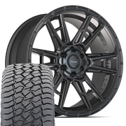22" 4PLAY Wheels fit GM-Ford-Lincoln-Nissan-Toyota - 4PS20 Satin Black 22x10, Sailun Tires Set
