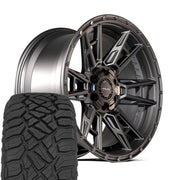 Set(4) 22x10 4PS20 Satin Black - 6x135 &amp; 6x139.7 +24ET with 33x12.50r22 Sailun TerraMax RT Tires