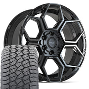 20" 4PLAY Wheels fit GM-Ford-Lincoln-Nissan-Toyota - 4PS26 Gloss Black Brushed with Tinted Clear 20x9, Sailun Tires Set