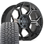 20" 4PLAY Wheels fit GM-Ford-Lincoln-Nissan-Toyota - 4PS26 Gloss Black Brushed with Tinted Clear 20x9, Sailun Tires Set