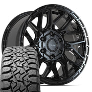 Set(4) 17x9 4PS28 Gloss Black Brushed with Tinted Clear - 6x135 &amp; 6x139.7 +18ET with 33x12.50r17 TBB TS-57 RT Tires
