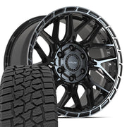 Set(4) 18x9 4PS28 Gloss Black Brushed with Tinted Clear - 6x135 &amp; 6x139.7 +18ET with 275/65r18 Ironman All Country AT-X Tires