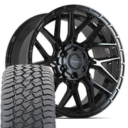 20" 4PLAY Wheels fit GM-Ford-Lincoln-Nissan-Toyota - 4PS28 Gloss Black Brushed with Tinted Clear 20x9, Sailun Tires Set