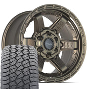 17" 4PLAY Wheels fit GM-Ford-Lincoln-Nissan-Toyota - 4PS63 Satin Bronze 17x9, Sailun Tires Set