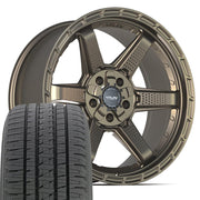 20" 4PLAY Wheels fit Ram-Dodge-Jeep-GM-Ford - 4PS63 Satin Bronze 20x9, Bridgestone Tires Set