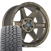 20" 4PLAY Wheels fit Ram-Dodge-Jeep-GM-Ford - 4PS63 Satin Bronze 20x9, Sailun Tires Set