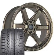 22" 4PLAY Wheels fit GM-Ford-Lincoln-Nissan-Toyota - 4PS63 Satin Bronze 22x9, Goodyear Tires Set