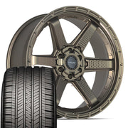 22" 4PLAY Wheels fit GM-Ford-Lincoln-Nissan-Toyota - 4PS63 Satin Bronze 22x9, Goodyear Tires Set