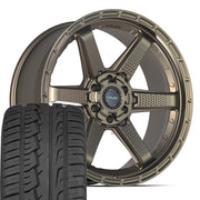 22" 4PLAY Wheels fit GM-Ford-Lincoln-Nissan-Toyota - 4PS63 Satin Bronze 22x9, Ironman Tires Set
