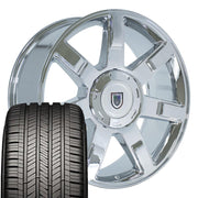 22" Replica Wheels fit Cadillac Escalade - CA80 Chrome 22x9, Goodyear Tires Set