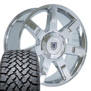 Set(4) 22x9 CA80 Chrome - 6x139.7 +31ET with 285/45r22 TBB TS-37 AT Tires