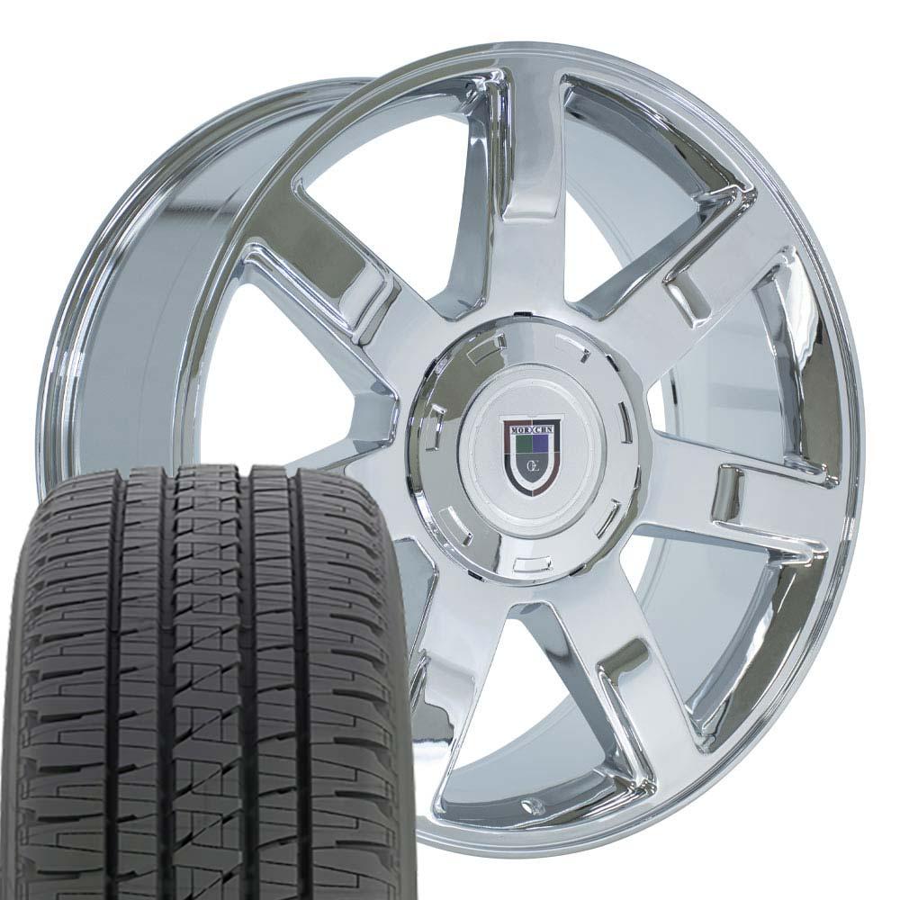 Escalade Wheels and Tires CA80 22x9 Chrome Rims with Bridgestone Tires ...