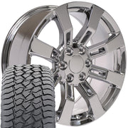 20" Replica Wheels fit Cadillac Escalade - CA82 Chrome 20x8.5, Sailun Tires Set