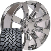 Set(4) 20x8.5 CA82 Chrome - 6x139.7 +31ET with 275/55r20 TBB TS-37 AT Tires