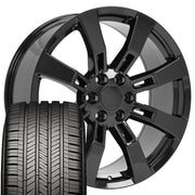 Set(4) 22x9 CA82 Gloss Black - 6x139.7 +31ET with 285/45r22 Goodyear Eagle Touring Tires