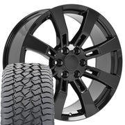 Set(4) 22x9 CA82 Gloss Black - 6x139.7 +31ET with 285/45r22 Sailun TerraMax AT2 Tires