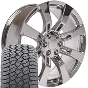 22" Replica Wheels fit Cadillac Escalade - CA82 Chrome 22x9, Sailun Tires Set