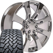 Set(4) 22x9 CA82 Chrome - 6x139.7 +31ET with 285/45r22 TBB TS-37 AT Tires