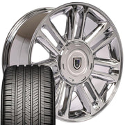 22" Replica Wheels fit Cadillac Escalade - CA83 Chrome 22x9, Goodyear Tires Set