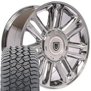 22" Replica Wheels fit Cadillac Escalade - CA83 Chrome 22x9, Sailun Tires Set